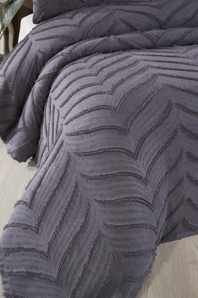 Çeyiz Diyarı Sementina 3 Parça Çift Kişilik Pike Takımı Antrasit - 3