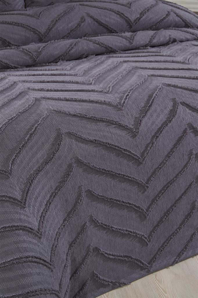 Çeyiz Diyarı Sementina 3 Parça Çift Kişilik Pike Takımı Antrasit - 4