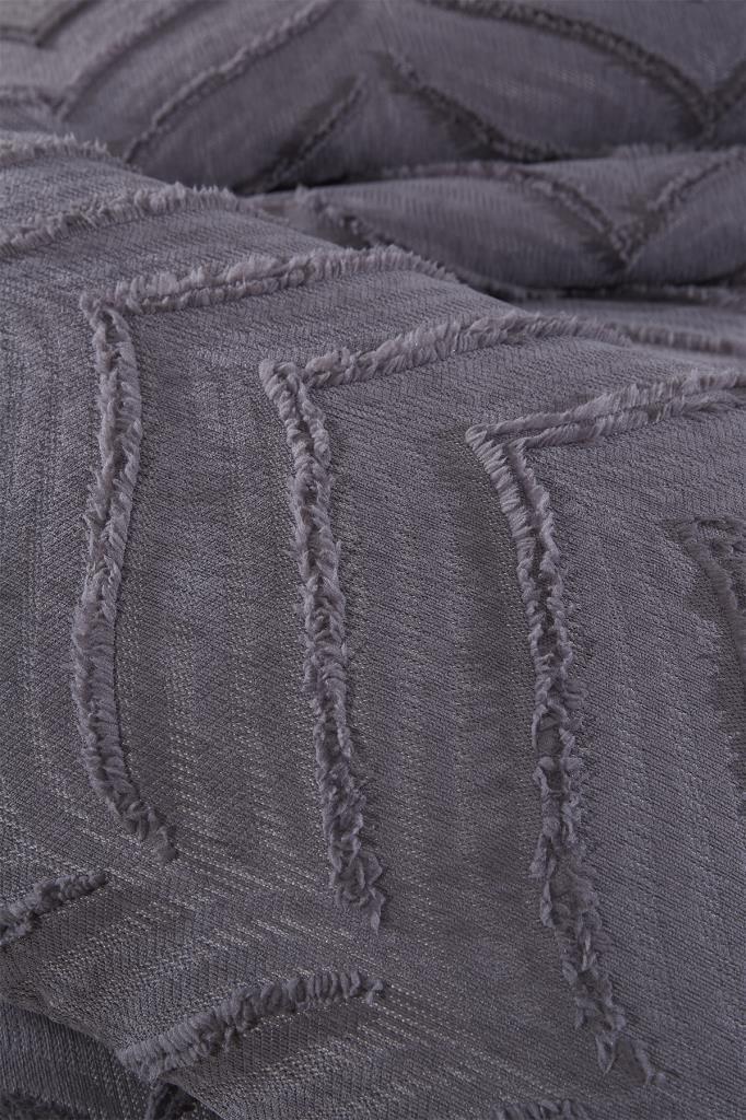 Çeyiz Diyarı Sementina 3 Parça Çift Kişilik Pike Takımı Antrasit - 5