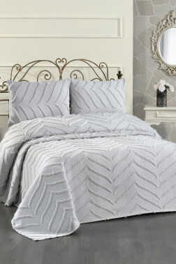 Çeyiz Diyarı Sementina 3 Parça Çift Kişilik Pike Takımı Gri - 1