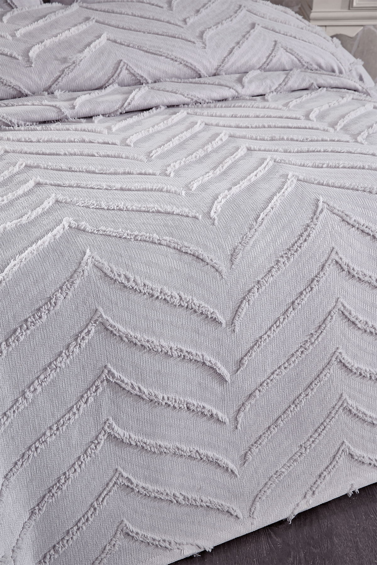 Çeyiz Diyarı Sementina 3 Parça Çift Kişilik Pike Takımı Gri - 3