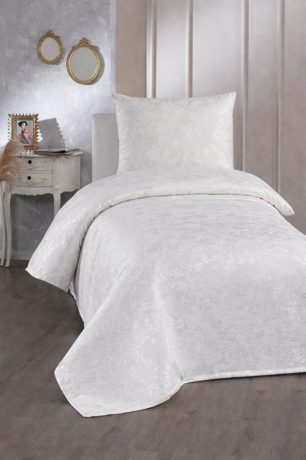 Çeyiz Diyarı Slayka Tek Kişilik Yatak Örtüsü Krem - 1