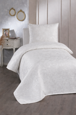 Çeyiz Diyarı Slayka Tek Kişilik Yatak Örtüsü Krem - 1