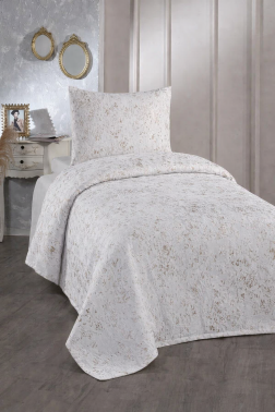 Çeyiz Diyarı Slayka Tek Kişilik Yatak Örtüsü Krem Cappucino - 1