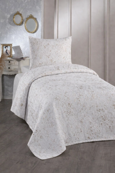 Çeyiz Diyarı Slayka Tek Kişilik Yatak Örtüsü Krem Cappucino - Çeyiz Diyarı