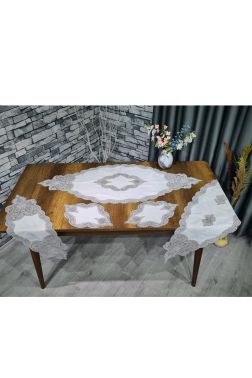 Çeyiz Diyarı Sofia 5 Parça Keten Salon Takımı Krem Silver - 1