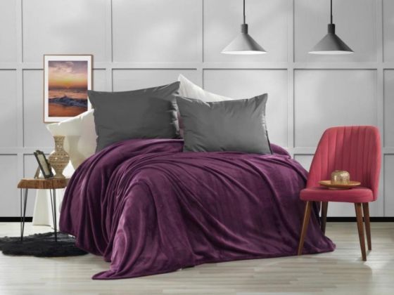 Çeyiz Diyarı Softy Tek Kişilik Ultrasoft Tek Battaniye Mürdüm - Hobby