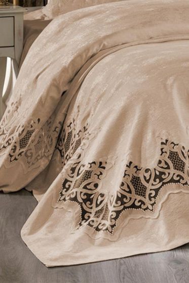 Çeyiz Diyarı Stella Çift Kişilik Pike Takımı Bej - Çeyiz Diyarı (1)