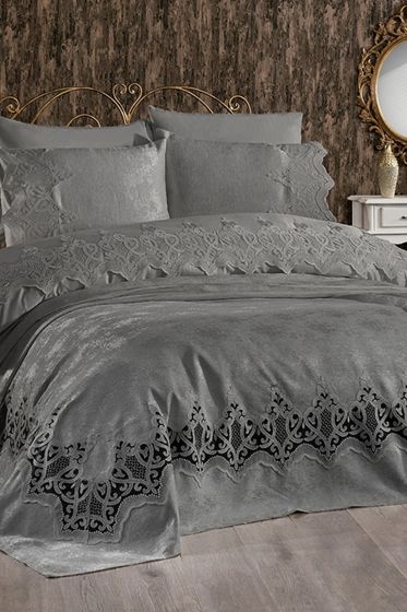 Çeyiz Diyarı Stella Çift Kişilik Pike Takımı Gri - Çeyiz Diyarı