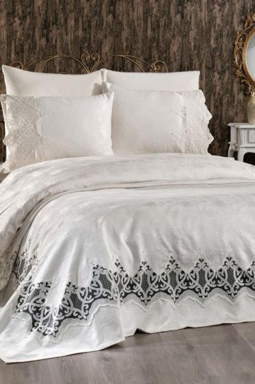 Çeyiz Diyarı Stella Çift Kişilik Pike Takımı Krem - Çeyiz Diyarı