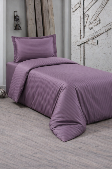 Çeyiz Diyarı Stripe Tek Kişilik PollySaten Nevresim Takımı Lila - Çeyiz Diyarı