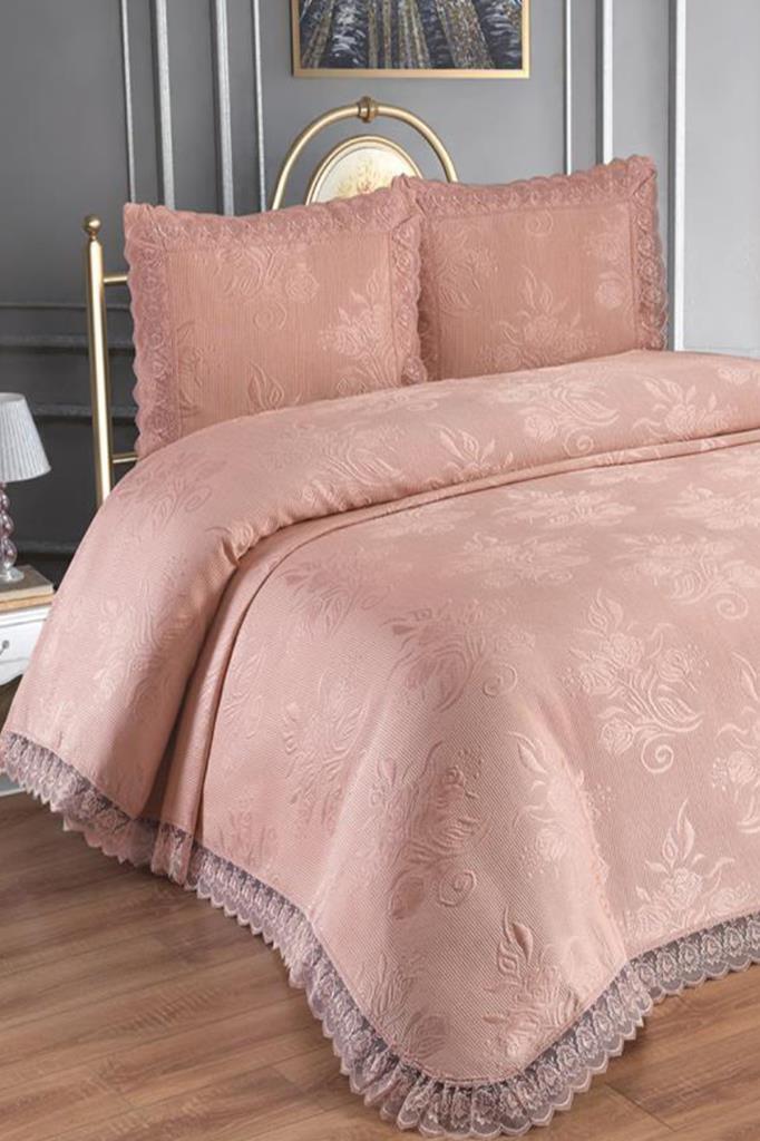 Çeyiz Diyarı Sümbül Çift Kişilik Yatak Örtüsü Pudra - 1