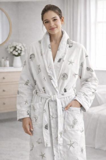 Çeyiz Diyarı Sunnya Şal Yaka Tek Bornoz - Çeyiz Diyarı