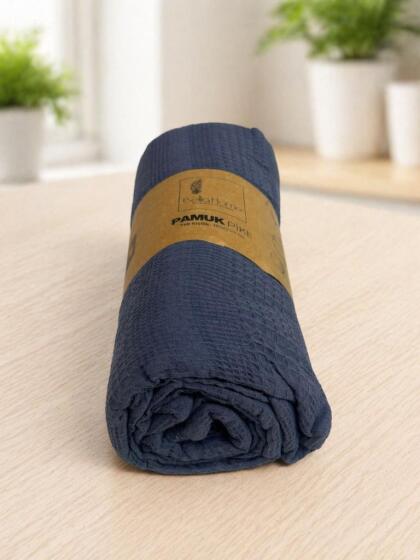 Çeyiz Diyarı Tek Kişilik Yazlık Pamuklu Tek Pike Koyu Mavi - Çeyiz Diyarı