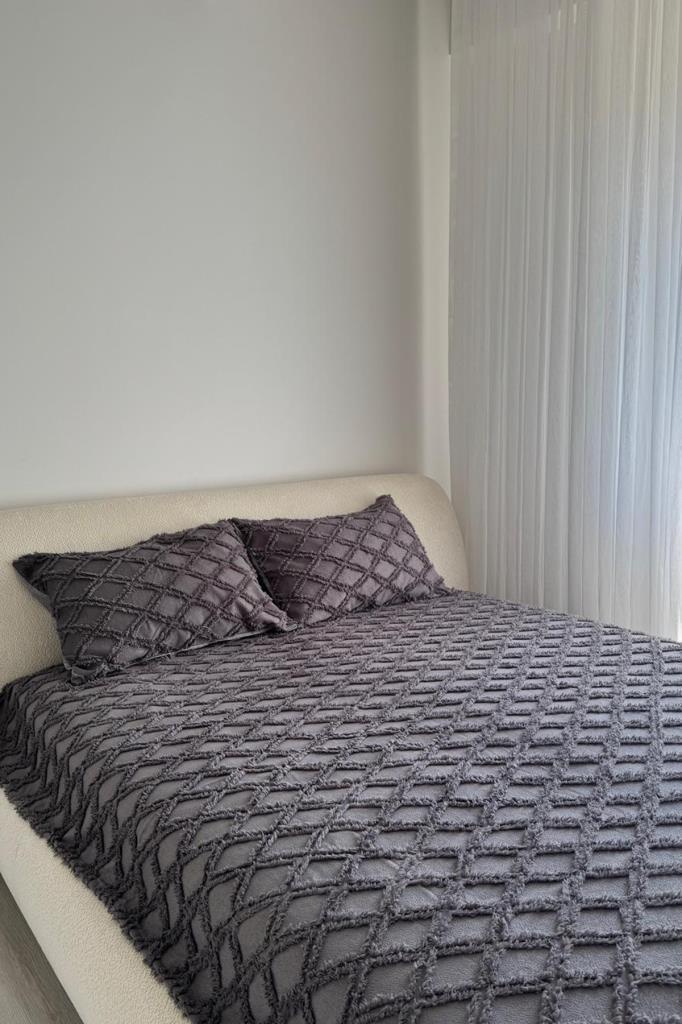 Çeyiz Diyarı Vesya 2 Parça Tek Kişilik Pike Takımı Antrasit - 3