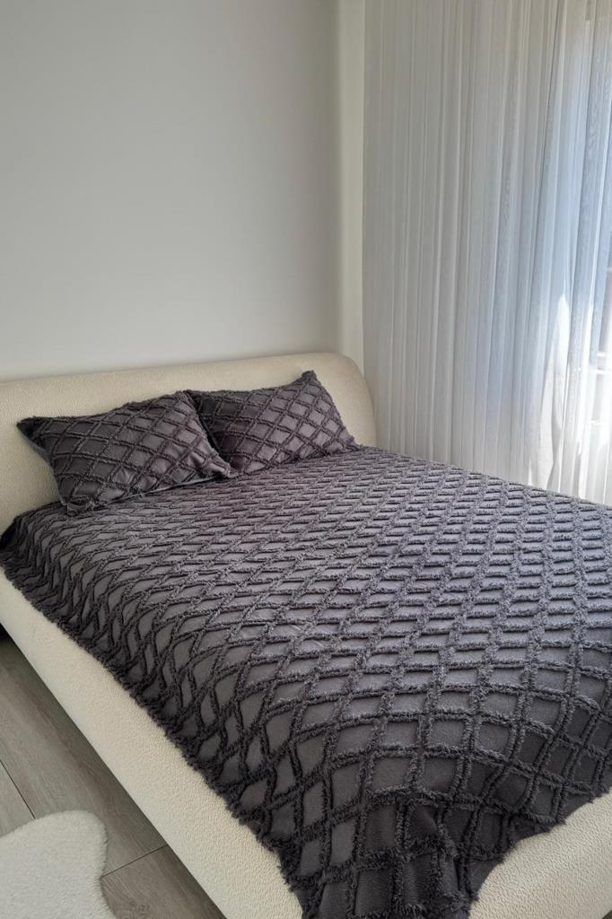 Çeyiz Diyarı Vesya 2 Parça Tek Kişilik Pike Takımı Antrasit - 4