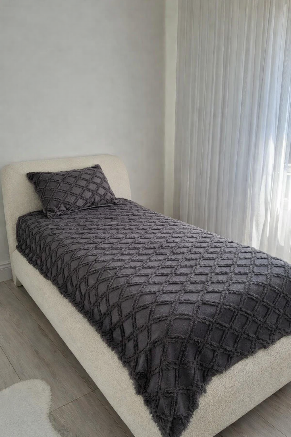 Çeyiz Diyarı Vesya 2 Parça Tek Kişilik Pike Takımı Antrasit - 1