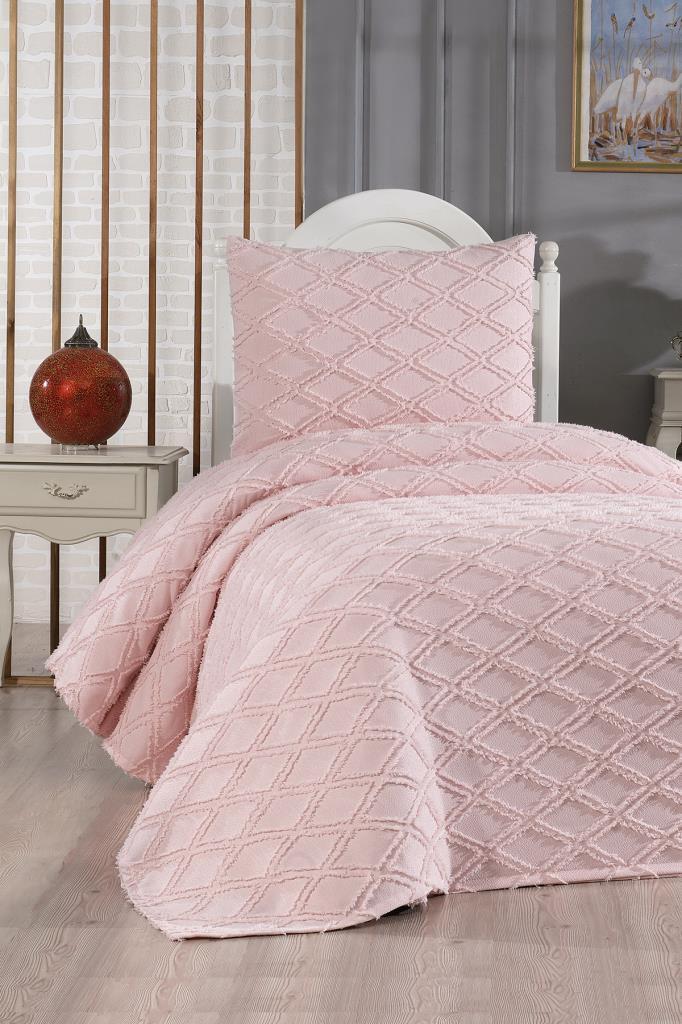 Çeyiz Diyarı Vesya 2 Parça Tek Kişilik Pike Takımı Pudra - 1