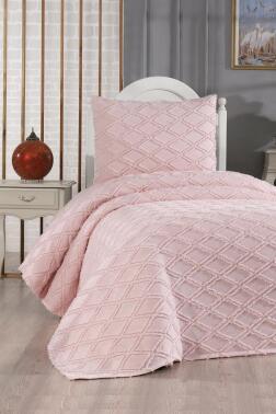 Çeyiz Diyarı Vesya 2 Parça Tek Kişilik Pike Takımı Pudra - 1