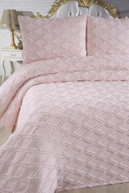 Çeyiz Diyarı Vesya 3 Parça Çift Kişilik Pike Takımı Pudra - 2