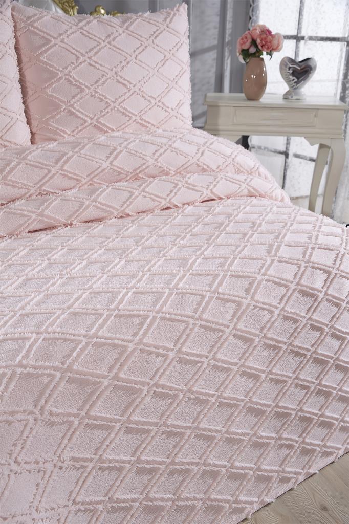 Çeyiz Diyarı Vesya 3 Parça Çift Kişilik Pike Takımı Pudra - 3