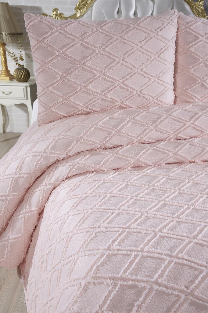 Çeyiz Diyarı Vesya 3 Parça Çift Kişilik Pike Takımı Pudra - 6