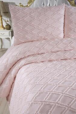 Çeyiz Diyarı Vesya 3 Parça Çift Kişilik Pike Takımı Pudra - 6