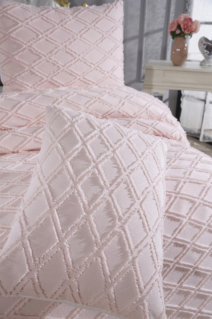 Çeyiz Diyarı Vesya 3 Parça Çift Kişilik Pike Takımı Pudra - 7