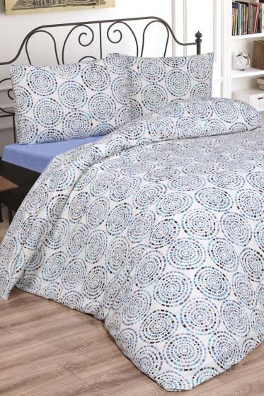 Çeyiz Diyarı Vivi Tek Kişilik Lastikli Çarşaflı Nevresim Takımı Mavi - Çeyiz Diyarı