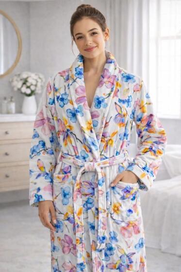 Çeyiz Diyarı Zebrina Şal Yaka Tek Bornoz - Çeyiz Diyarı