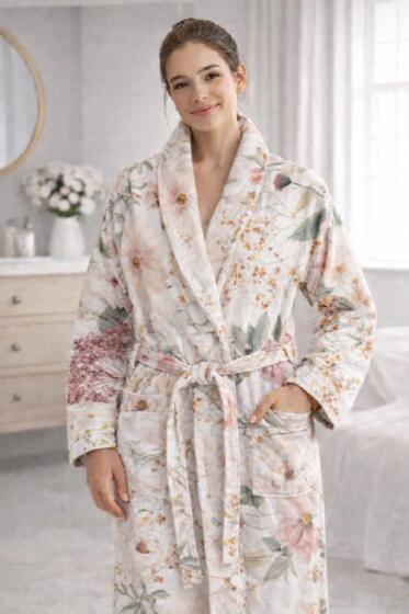 Çeyiz Diyarı Zigora Şal Yaka Tek Bornoz - Çeyiz Diyarı