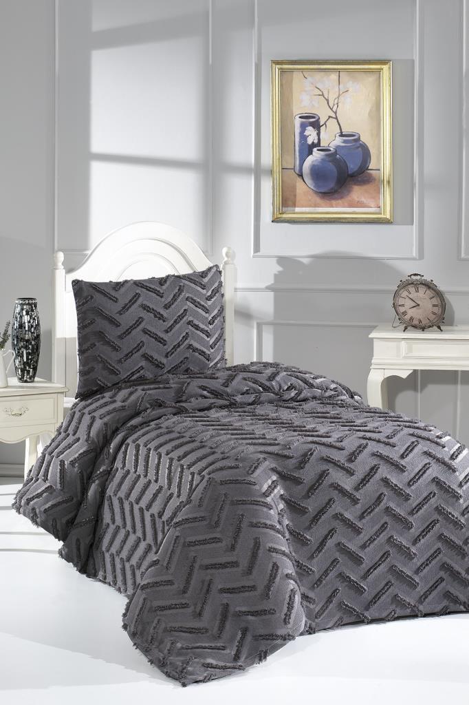 Çeyiz Diyarı Zigra 2 Parça Tek Kişilik Pike Takımı Antrasit - 1