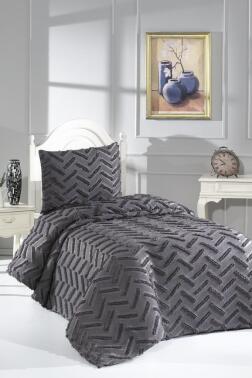 Çeyiz Diyarı Zigra 2 Parça Tek Kişilik Pike Takımı Antrasit - 1