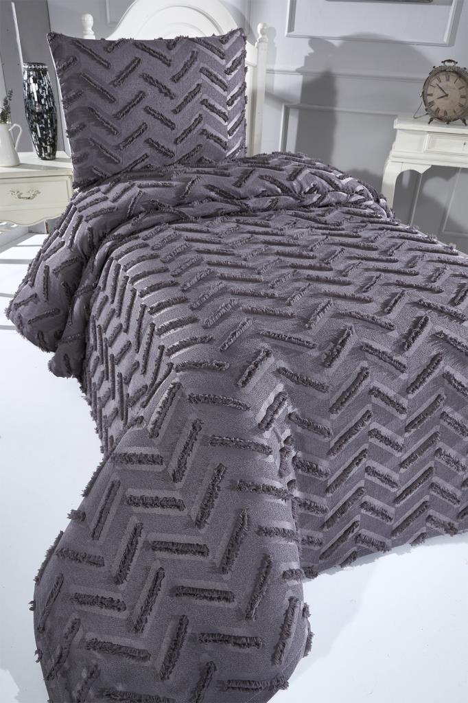 Çeyiz Diyarı Zigra 2 Parça Tek Kişilik Pike Takımı Antrasit - 2