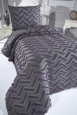 Çeyiz Diyarı Zigra 2 Parça Tek Kişilik Pike Takımı Antrasit - 2