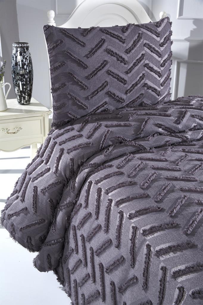 Çeyiz Diyarı Zigra 2 Parça Tek Kişilik Pike Takımı Antrasit - 3