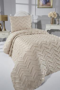 Çeyiz Diyarı Zigra 2 Parça Tek Kişilik Pike Takımı Bej - 2