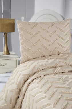 Çeyiz Diyarı Zigra 2 Parça Tek Kişilik Pike Takımı Bej - 5