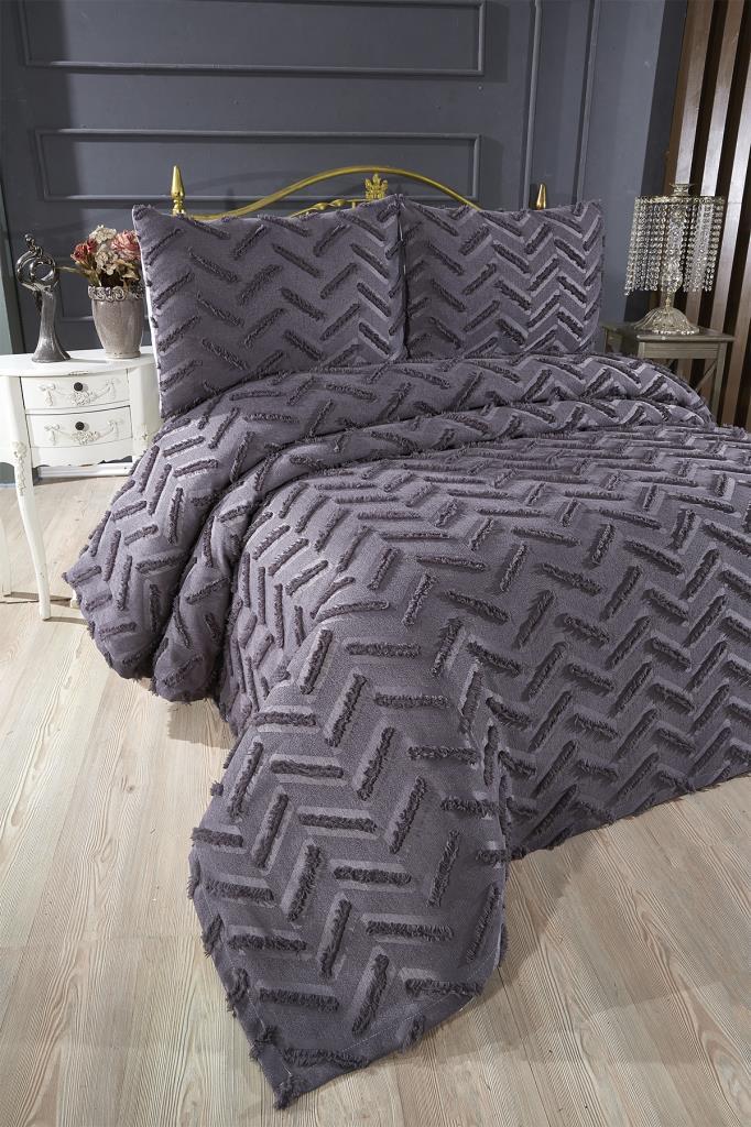 Çeyiz Diyarı Zigra 3 Parça Çift Kişilik Pike Takımı Antrasit - 2