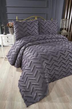 Çeyiz Diyarı Zigra 3 Parça Çift Kişilik Pike Takımı Antrasit - 2