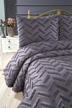 Çeyiz Diyarı Zigra 3 Parça Çift Kişilik Pike Takımı Antrasit - 4