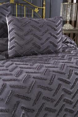 Çeyiz Diyarı Zigra 3 Parça Çift Kişilik Pike Takımı Antrasit - 5