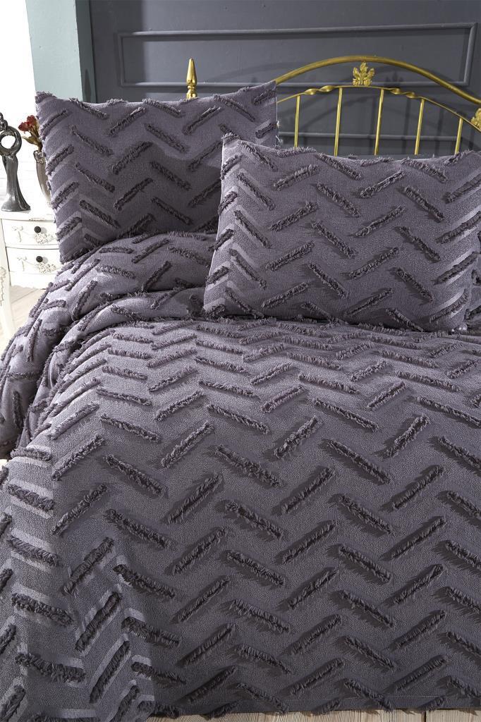 Çeyiz Diyarı Zigra 3 Parça Çift Kişilik Pike Takımı Antrasit - 6