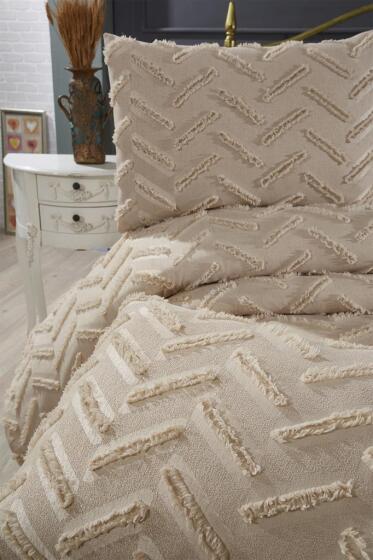 Çeyiz Diyarı Zigra 3 Parça Çift Kişilik Pike Takımı Bej - Çeyiz Diyarı (1)