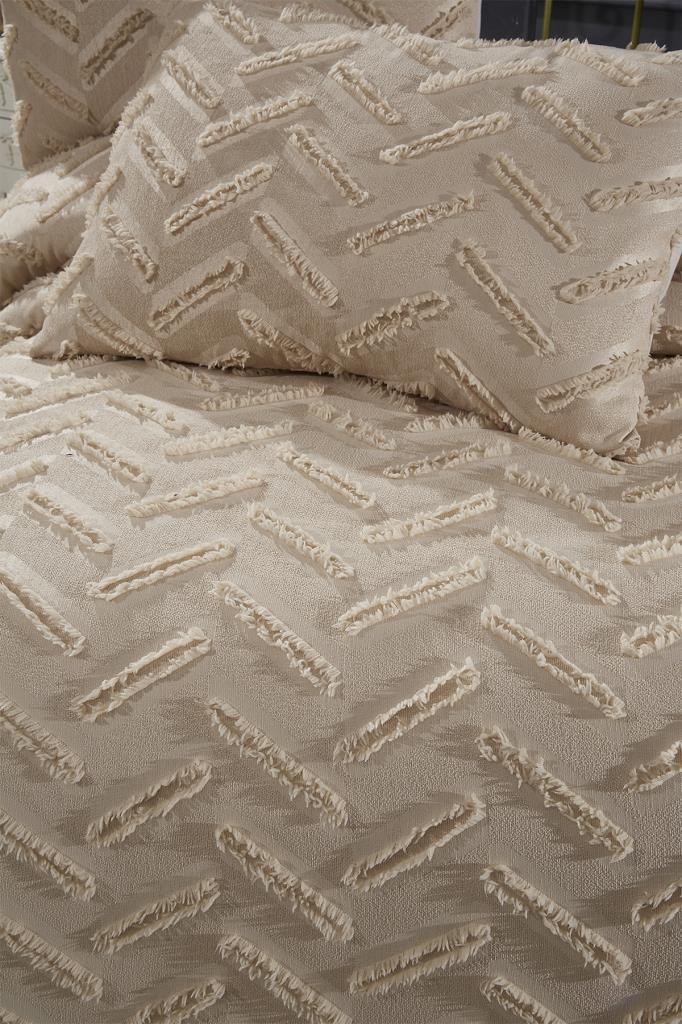 Çeyiz Diyarı Zigra 3 Parça Çift Kişilik Pike Takımı Bej - 8