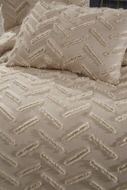 Çeyiz Diyarı Zigra 3 Parça Çift Kişilik Pike Takımı Bej - 8