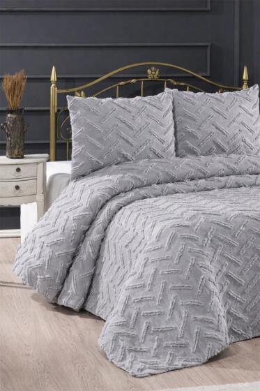 Çeyiz Diyarı Zigra 3 Parça Çift Kişilik Pike Takımı Gri - Çeyiz Diyarı