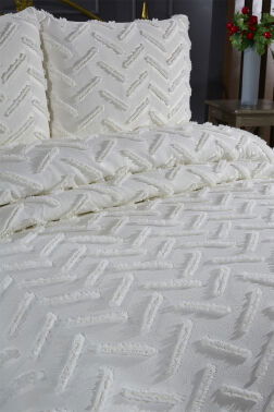 Çeyiz Diyarı Zigra 3 Parça Çift Kişilik Pike Takımı Krem - 2