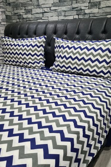 Çeyiz Diyarı Zigzag Çift Kişilik Nevresim Takımı Lacivert - Çeyiz Diyarı (1)