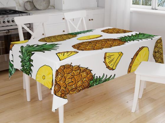 Çeyizdiyarı Dijital Baskı Pine Masa Örtüsü Beyaz - Çeyiz Diyarı